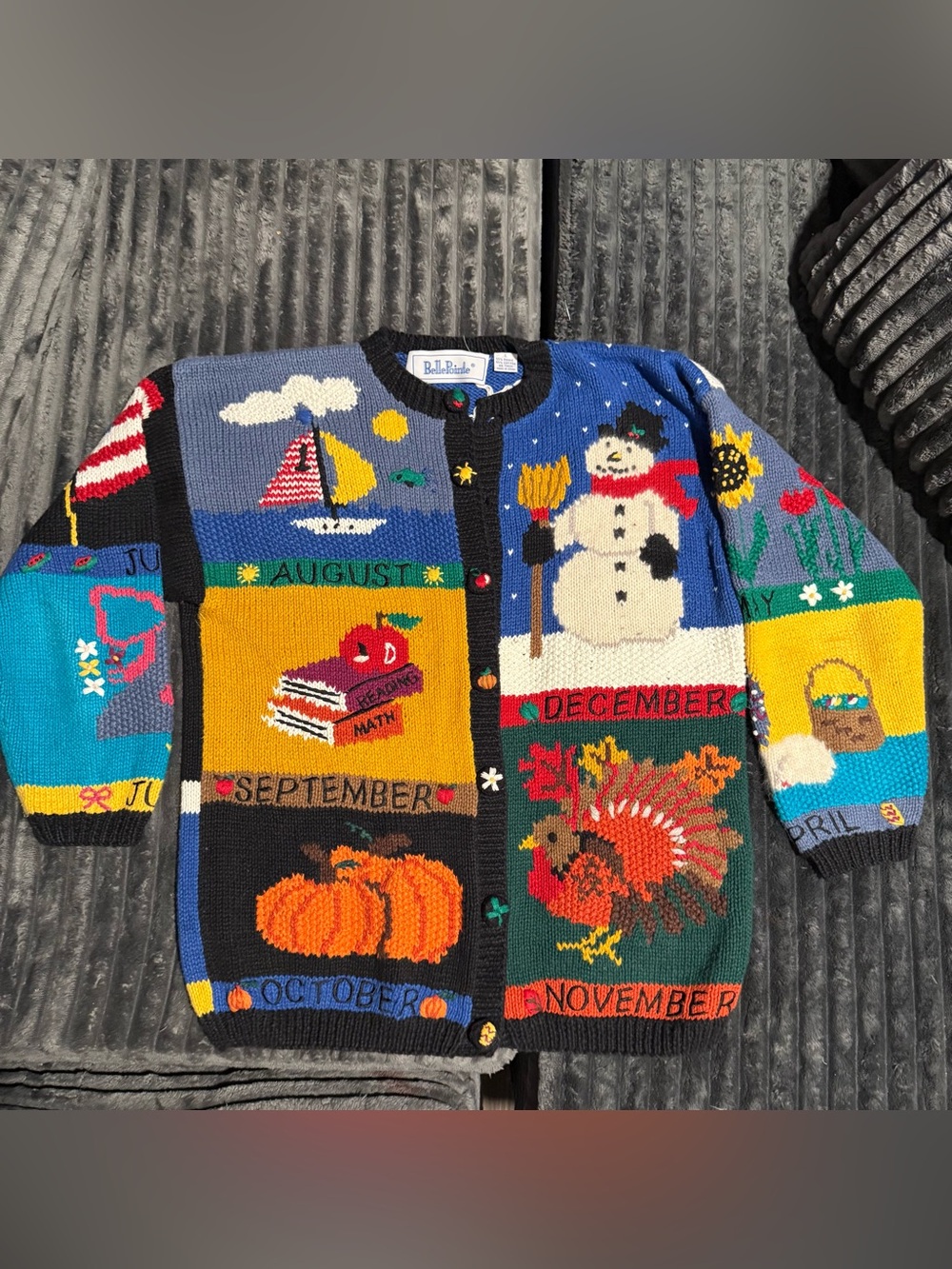 Belle Pointe Vintage 90’s Ugly Christmas halloween Sweater Chunky Teacher Sz L